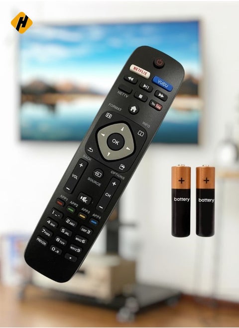 NH500UP Universal Remote Control Replacement for Philips Smart TV 55PFL5402/F7, 65PFL5602/F7, 65PFL6601/F7, 75PFL6601/F7, 43PFL5603/F7 & More - Battery Included