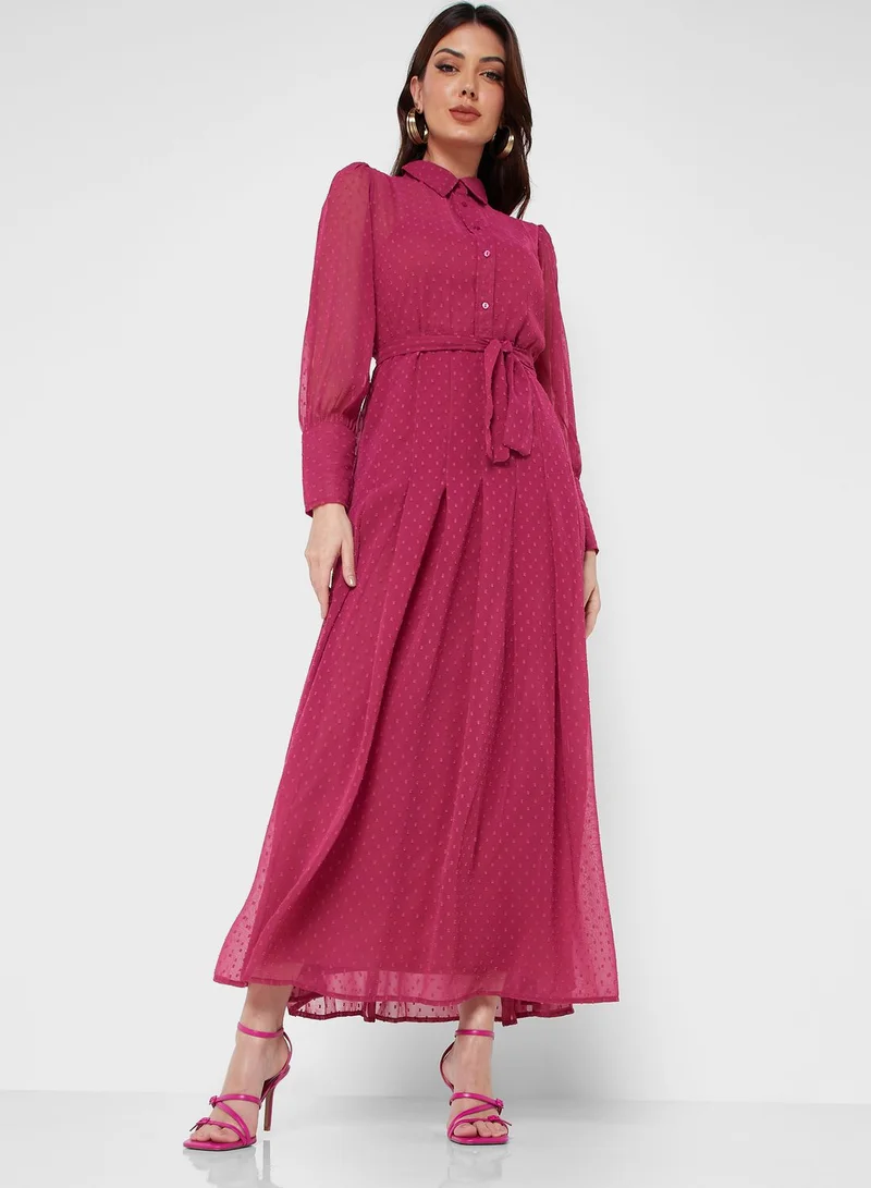 ELLA Textured Dress With Belt