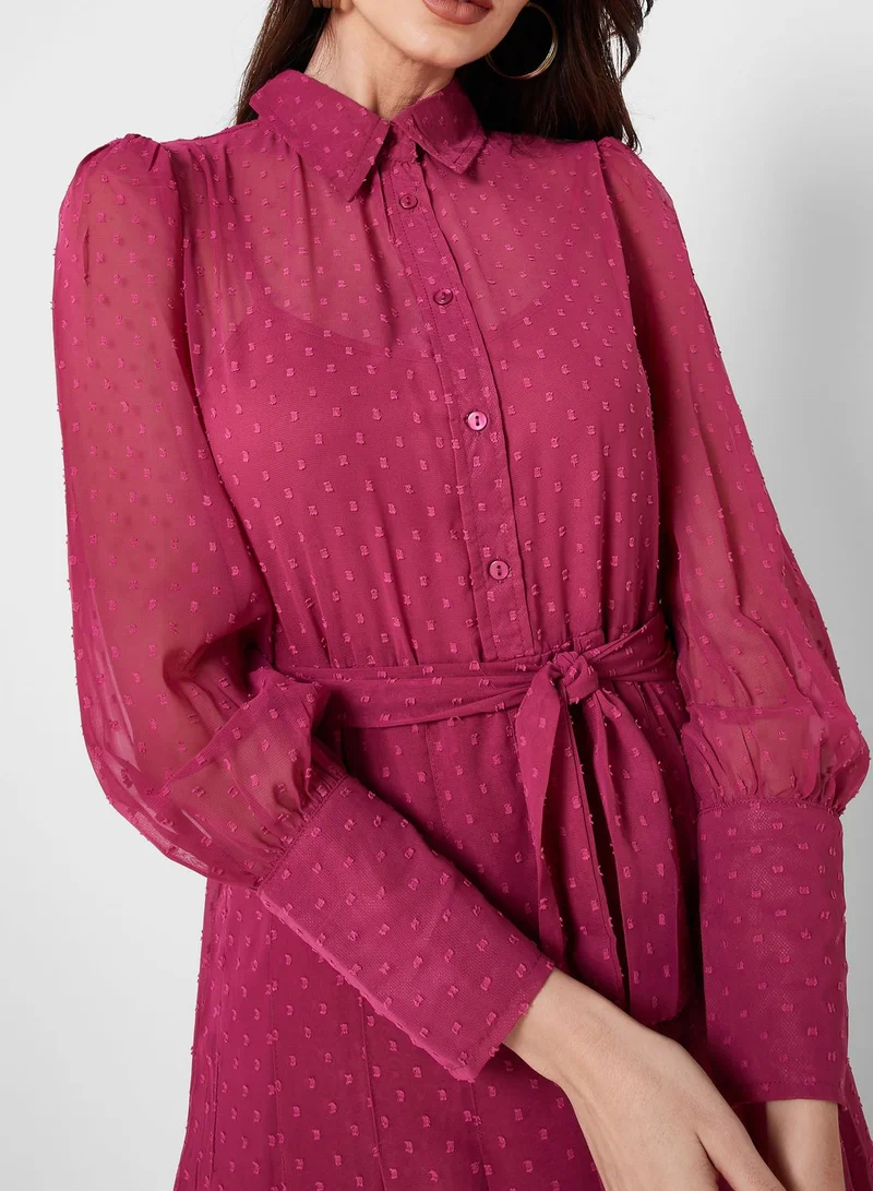 ELLA Textured Dress With Belt