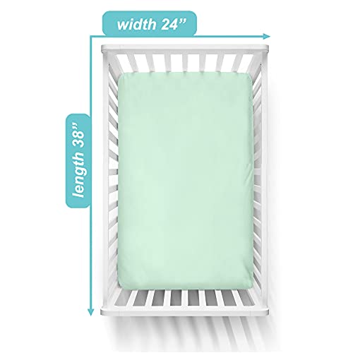 TL Care 100% Natural Cotton Fitted Mini Crib Sheet 38" x 24" - Soft & Breathable Small Nesting Portable Crib Sheet, Fits Pack N Play Mattresses, Mint, for Boys & Girls - Image 3