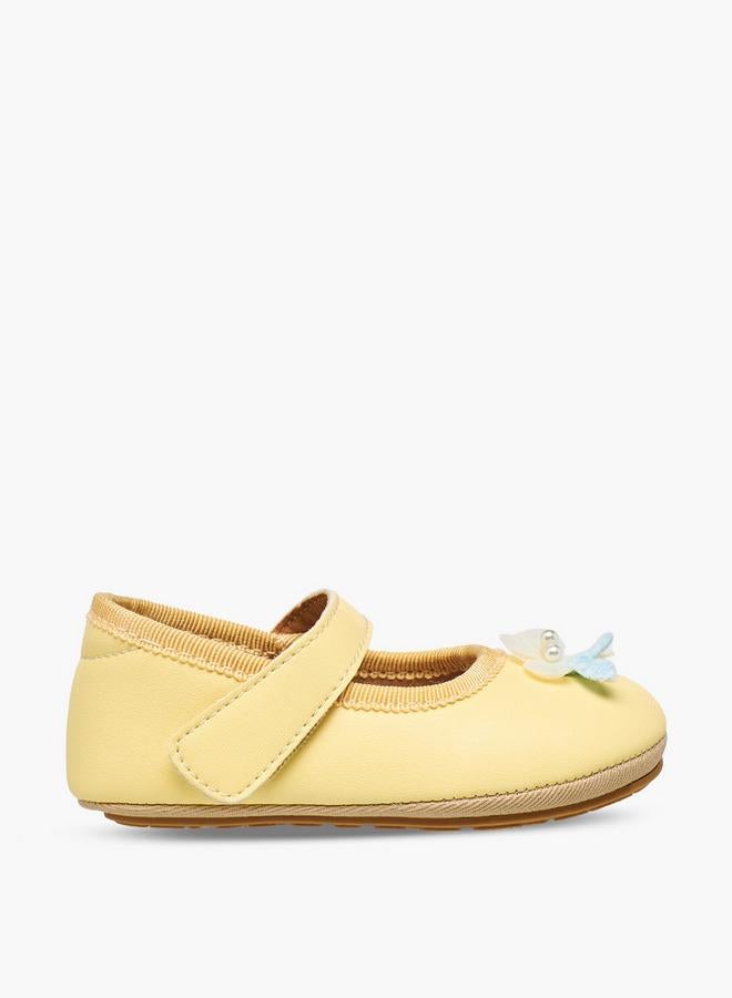 Barefeet Mary Jane Shoes With Hook & Loop Closure, Floral Accent - Image 3