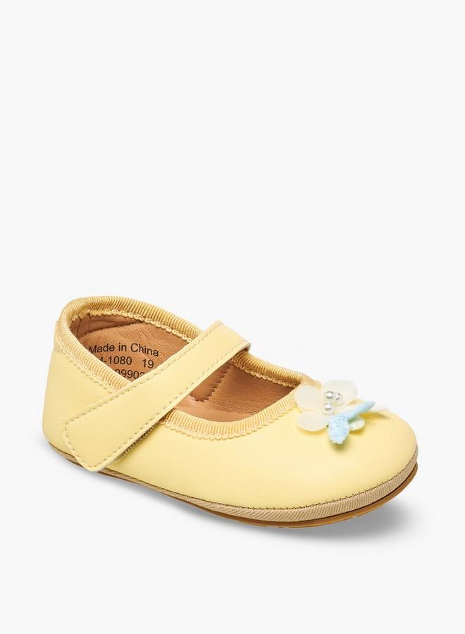 Barefeet Mary Jane Shoes With Hook & Loop Closure, Floral Accent - Image 2