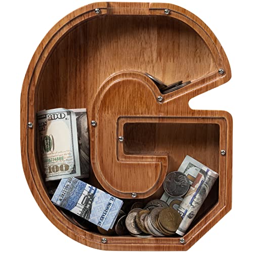 ladenk Piggy Bank for Kids Boys Girls Wooden Large Letter Piggy Bank Alphabet Money Bank with Initial G Coin Bank Fun Gifts for Birthday Christmas Festival Baby Shower - Image 5