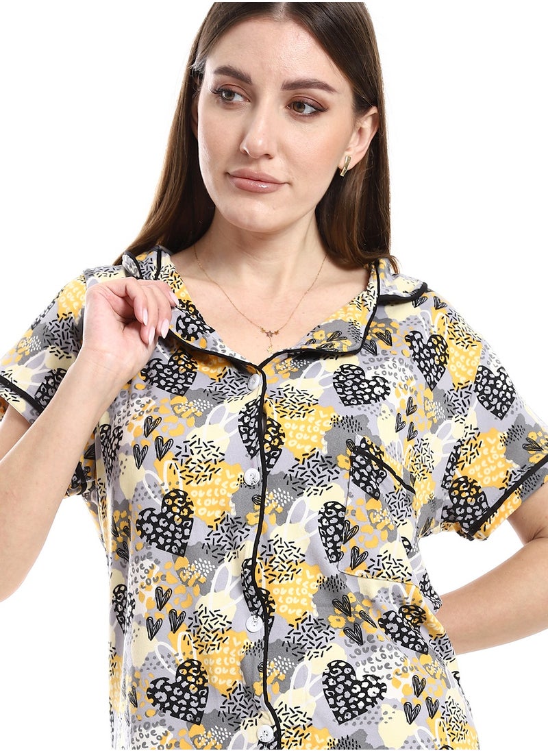 Caesar - Women Pajama Set With Pants And Button Design - Image 1