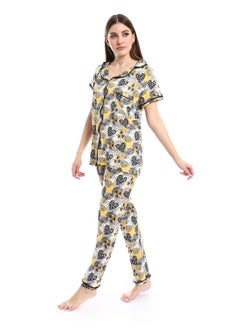 Caesar Women Pajama Set With Pants And Button Design  - Image 2