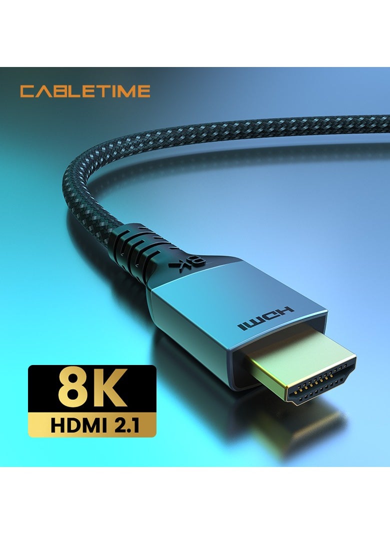 CABLETIME Ultra High Speed 8K HDMI 2.1 48Gbps (5 Meters) Nylond Braided Cable, eARC, HDR, Dolby Vision 7.1 CEC, EDID, HDCP 2.2, DTS-HD Master Audio and Dolby Atmos, 2-Years Warranty - pzsku/Z60E069A43082154869D7Z/45/_/1736684670/000c97d0-f1da-427a-b65a-07765d4a89ad