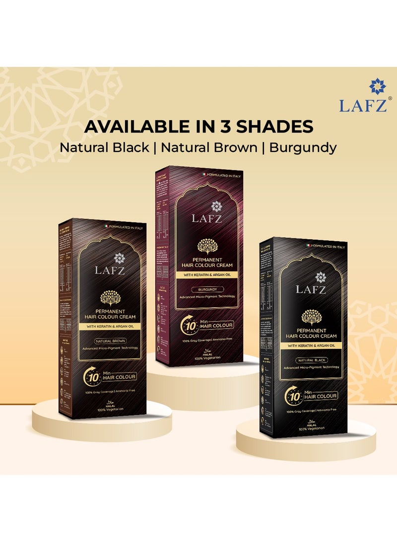 LAFZ Burgundy 10-Min Halal Hair Color (Pack of 2) 100% Grey Coverage | No Ammonia | Water Permeable | Enriched with Argan Oil & Coffee - Image 1