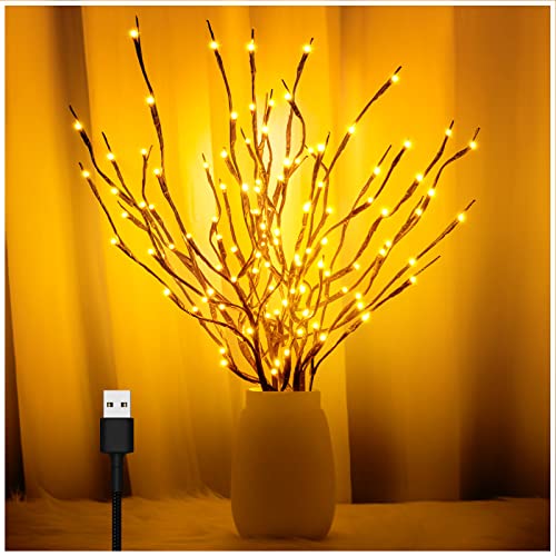 FFNIU 3PK 60" Led Branch Lights, Twig Lights, Lighted Branch for Vase, Willow Branches with USB Plug for Halloween Thanksgiving Day and Christmas,Warm White - Image 1
