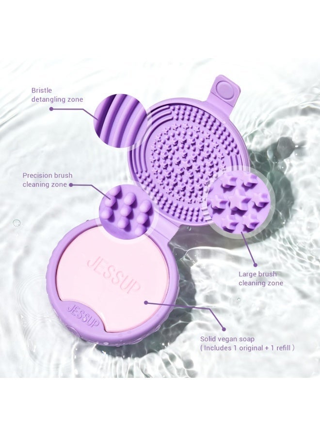 Jessup Sponge & Makeup Brush Cleanser Mat Silicone with 2pcs Solid Soap, Portable Cleaning Tool for Cleaning Makeup Sponges Brushes, A013 - Image 3