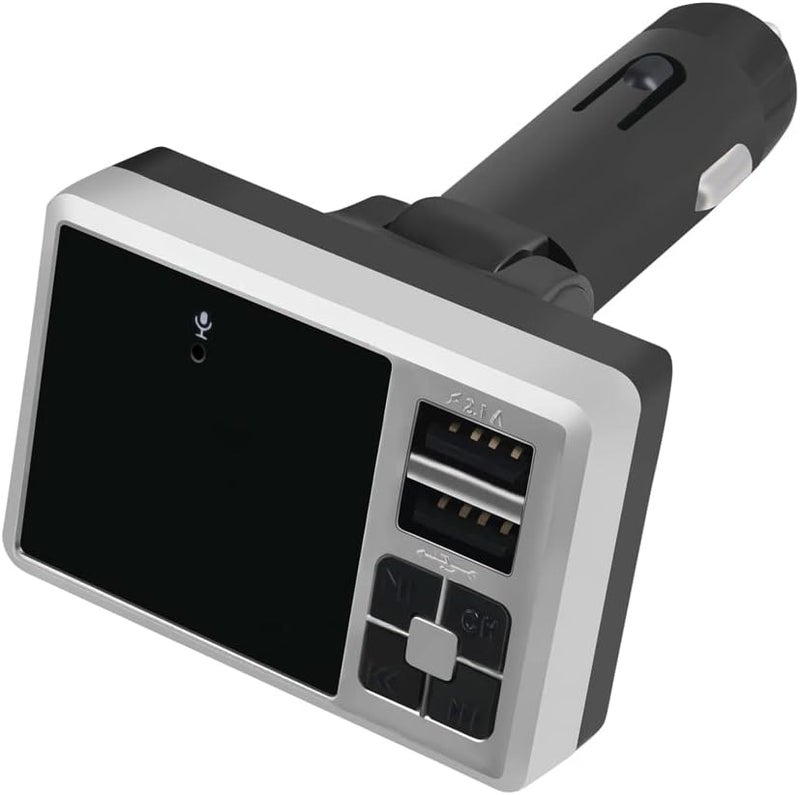 جهاز إرسال FM للسيارة بتقنية البلوتوث اللاسلكي مع شاحن USB مزدوج سريع ومكالمات بدون استخدام اليدين، فضي، Dz- 950Kwd