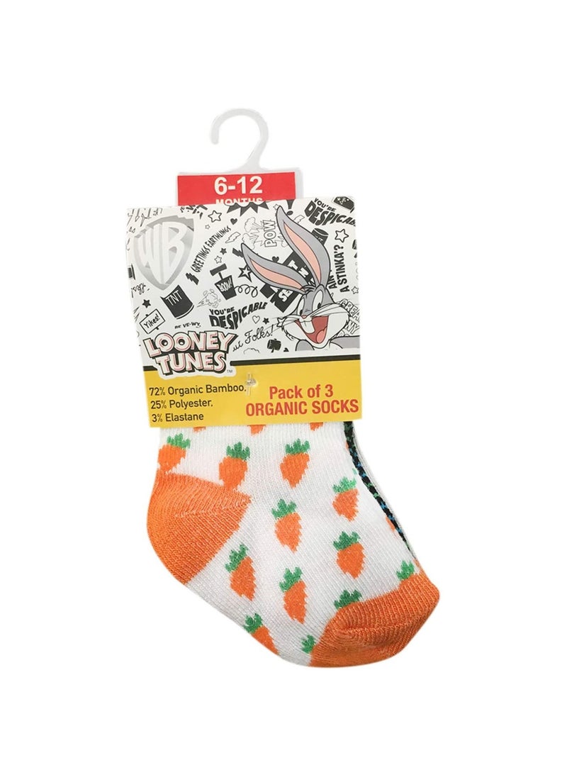 Bugs Bunny Bug Bunny Bamboo Cotton Sock - Printed (Pack Of 2) - White/Green/Grey6-12M  - Image 1
