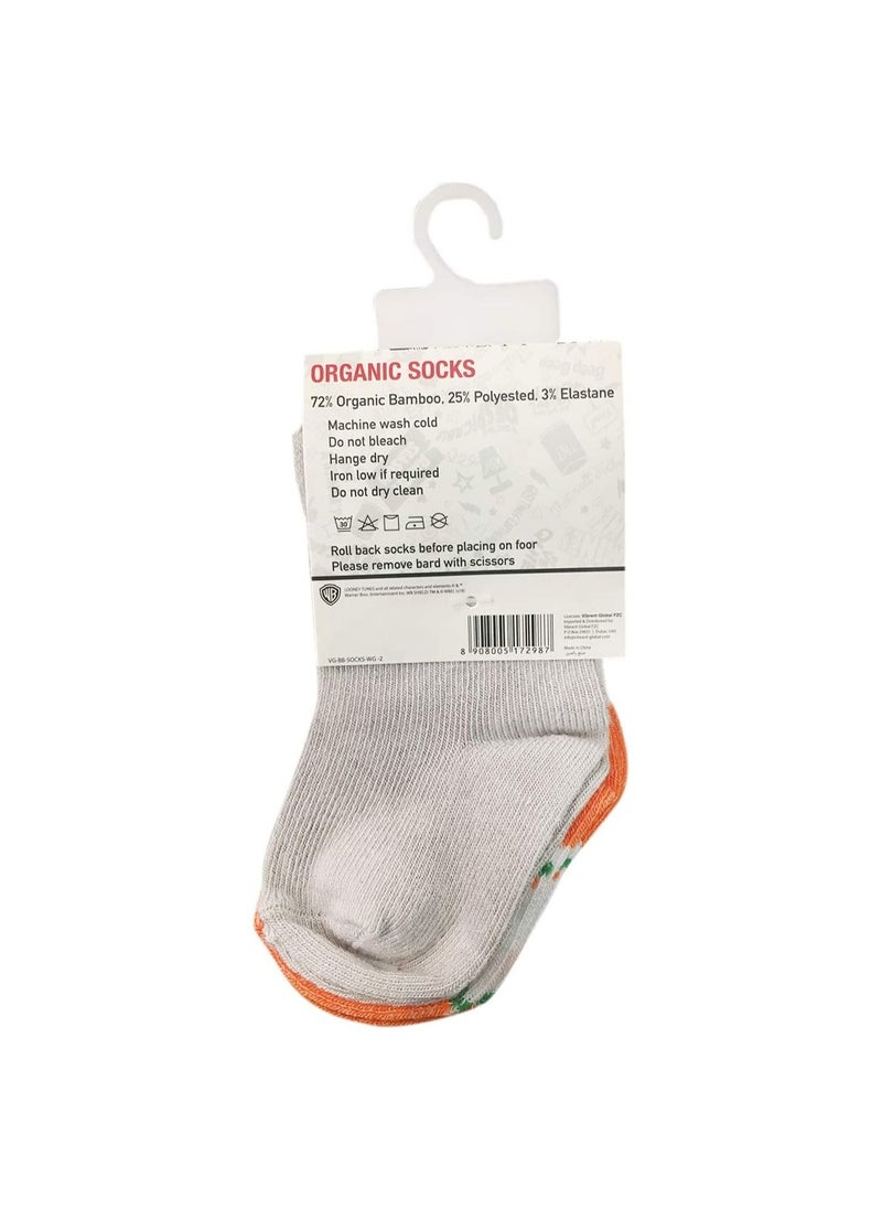 Bugs Bunny Bug Bunny Bamboo Cotton Sock - Printed (Pack Of 2) - White/Green/Grey6-12M  - Image 2