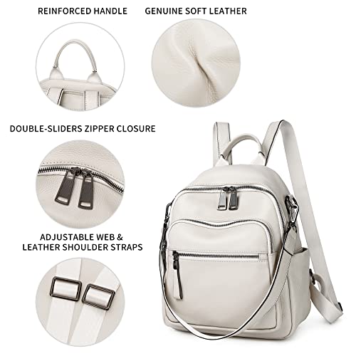 Wesccimo Genuine Leather Backpack Purse For Women Real Soft Leather Travel Convertible Shoulder Bag - Image 4
