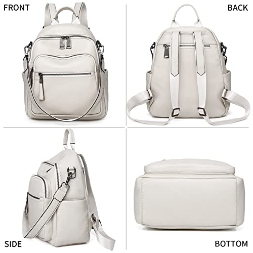 Wesccimo Genuine Leather Backpack Purse For Women Real Soft Leather Travel Convertible Shoulder Bag - Image 3