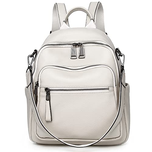 Wesccimo Genuine Leather Backpack Purse For Women Real Soft Leather Travel Convertible Shoulder Bag - Image 1