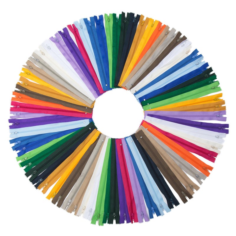 YAKA 60pcs 9 Inch Nylon Coil Zippers Sewing Zippers Bulk for Tailor Sewing Bags Garment Crafts DIY Accessories 20 Color
