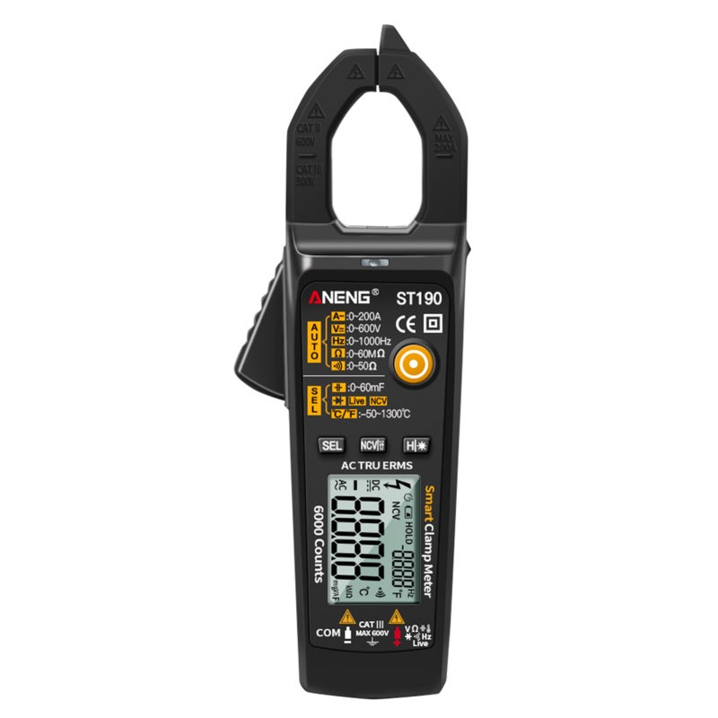 Smart Clamp Meter: 4-In-1 Multifunctional 6000 Counts - Auto Recognition Manual Selection Clamp Meter Multimeter for Electrical Testing, Car Repairing, Industrial Temperature Measuring - Image 1