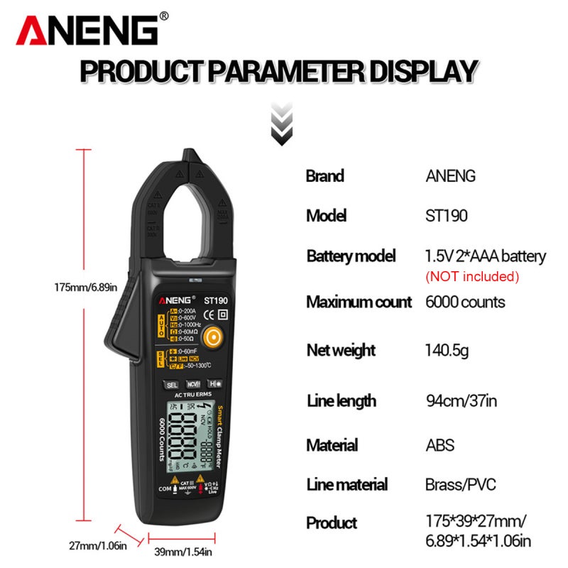 Smart Clamp Meter: 4-In-1 Multifunctional 6000 Counts - Auto Recognition Manual Selection Clamp Meter Multimeter for Electrical Testing, Car Repairing, Industrial Temperature Measuring - Image 2