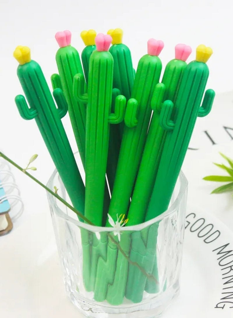 Gerenic 10-Piece Cactus Neutral Pen 0.5mm Black Ink Cartoon Gel Ballpoint Student Creative Stationery - Image 1