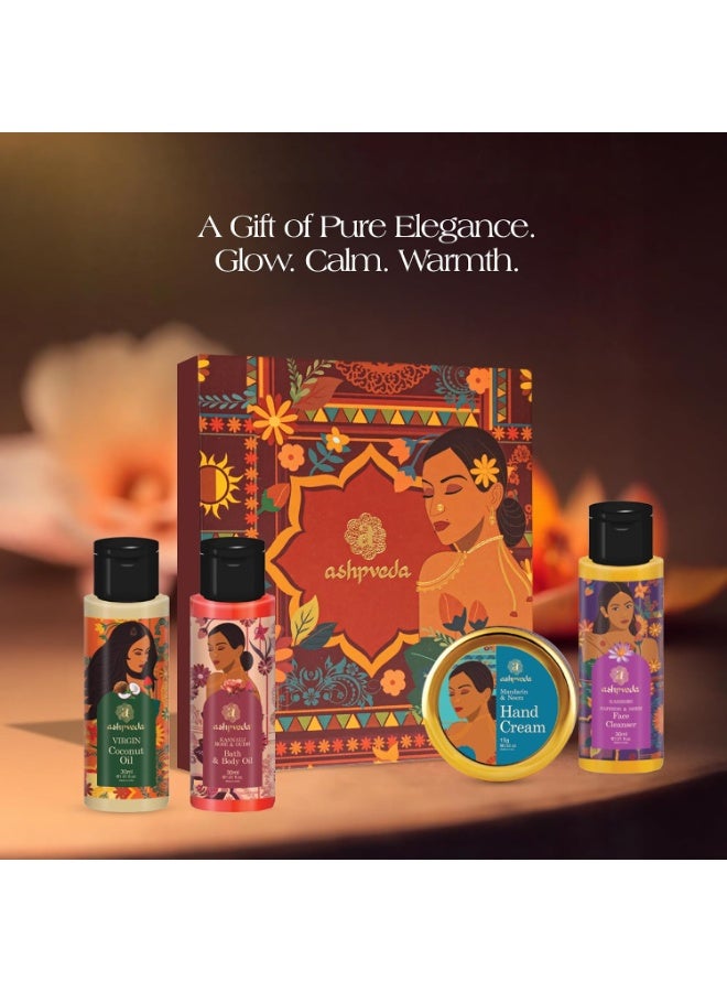 Ashpveda Nature's Magic Gift Box | Skin & Body Care Kit – Hand Cream15g, Body Oil30ml, Face Wash30ml, Virgin Coconut Oil30ml – Travel Size Pack - Image 2