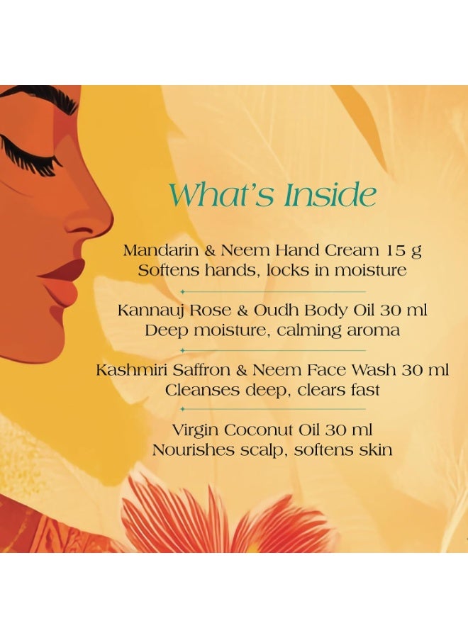 Ashpveda Nature's Magic Gift Box | Skin & Body Care Kit – Hand Cream15g, Body Oil30ml, Face Wash30ml, Virgin Coconut Oil30ml – Travel Size Pack - Image 3