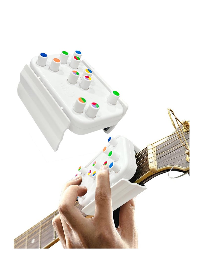 Guitar Chord Learning Tools, Practice Acoustic Guitar Accessories, Guitar Trainer No Need to Develop Callouse, Eliminates Finger Pain and String Buzzing, Guitar Lover Beginner Gift (White)  - Image 1