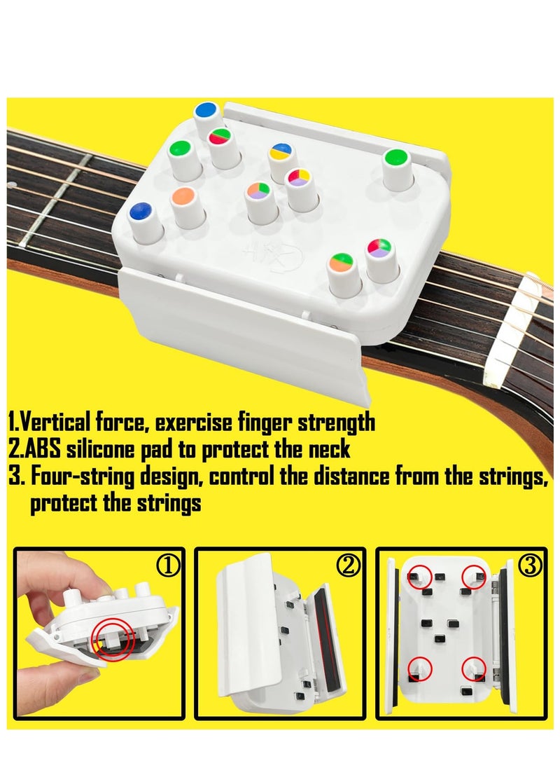 Guitar Chord Learning Tools, Practice Acoustic Guitar Accessories, Guitar Trainer No Need to Develop Callouse, Eliminates Finger Pain and String Buzzing, Guitar Lover Beginner Gift (White)  - Image 4