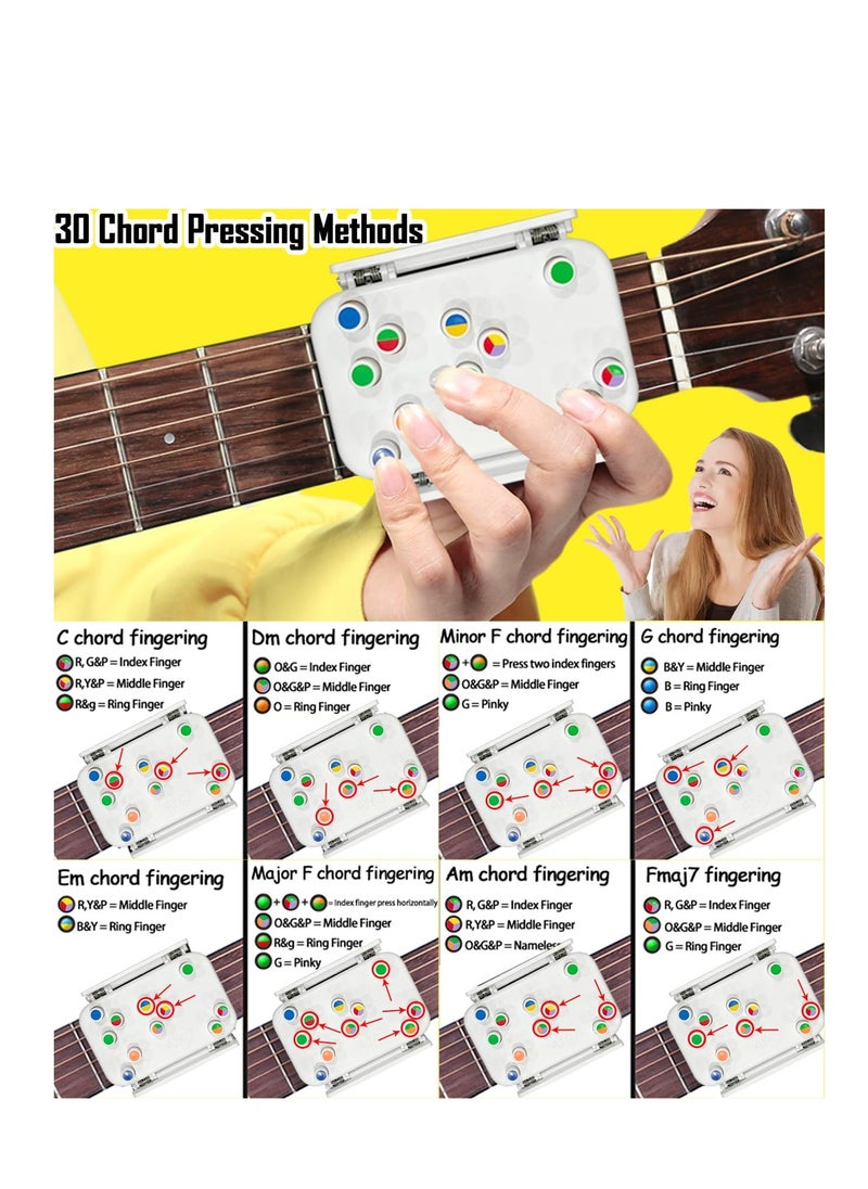 Guitar Chord Learning Tools, Practice Acoustic Guitar Accessories, Guitar Trainer No Need to Develop Callouse, Eliminates Finger Pain and String Buzzing, Guitar Lover Beginner Gift (White)  - Image 5