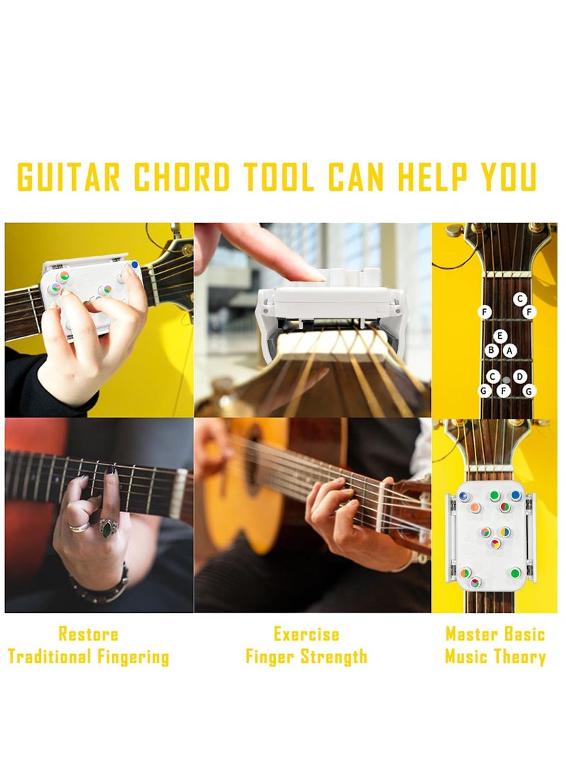 Guitar Chord Learning Tools, Practice Acoustic Guitar Accessories, Guitar Trainer No Need to Develop Callouse, Eliminates Finger Pain and String Buzzing, Guitar Lover Beginner Gift (White)  - Image 3