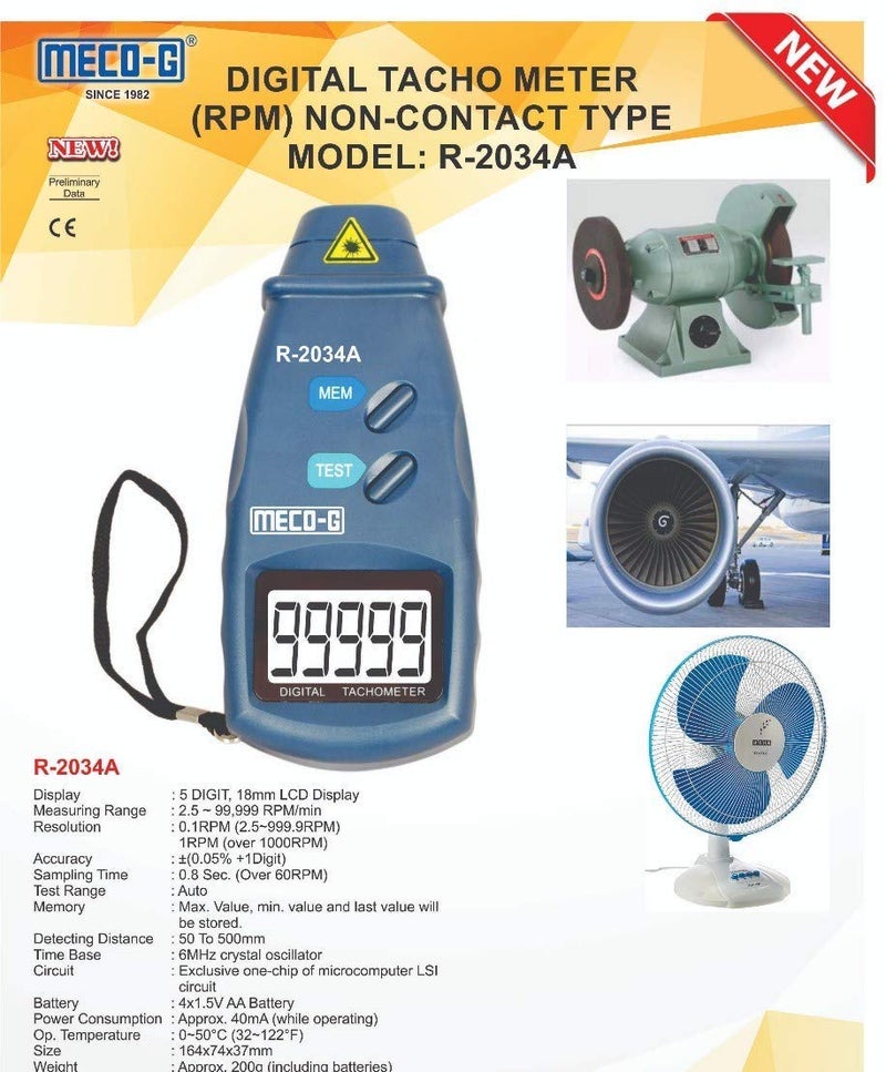 Sky King Skyking Meco-G Non Contact Tacho Meter 2234 (Meco-G Model No.R-2034A), RPM NON Contact Tacho Meter - Image 3