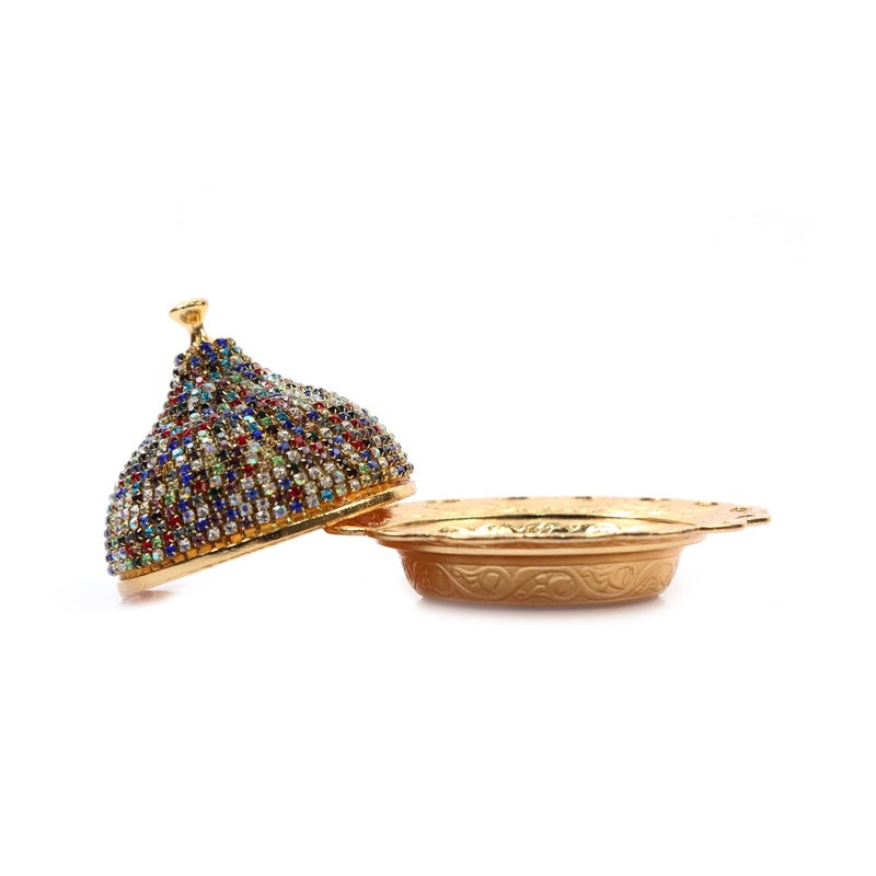 Alisveristime Coated Handmade Brass Sugar Chocolate Candy Bowl Serving Dish with Lid (Crystal) (Multi) - Image 4
