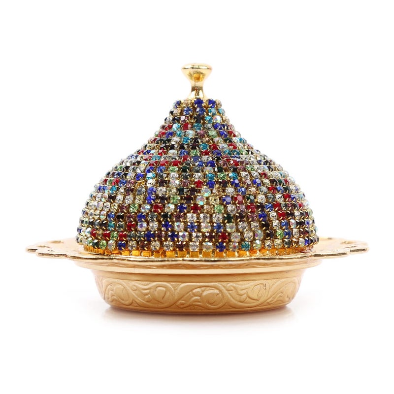 Alisveristime Coated Handmade Brass Sugar Chocolate Candy Bowl Serving Dish with Lid (Crystal) (Multi) - Image 1