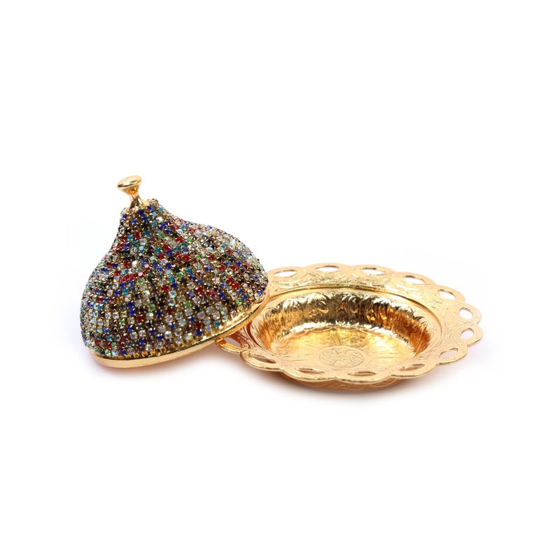 Alisveristime Coated Handmade Brass Sugar Chocolate Candy Bowl Serving Dish with Lid (Crystal) (Multi) - Image 5