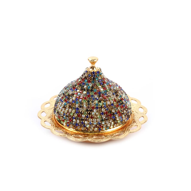 Alisveristime Coated Handmade Brass Sugar Chocolate Candy Bowl Serving Dish with Lid (Crystal) (Multi) - Image 3