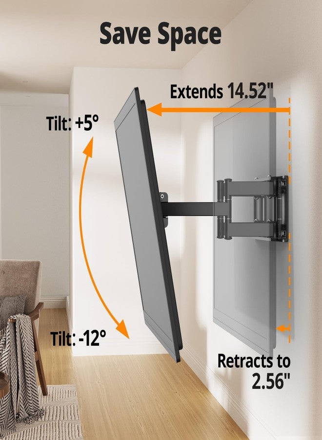 IWORKBOARD 50 55 65 inch Full Motion TV Wall Mount for 32-70 inch TV Bracket, Dual articulating Arms Mount, Tilt Swivel Extension Level, Max VESA 400x400mm, 16" Studs, 110 lbs,Fit Most 40 43 50+ TVs - Image 5
