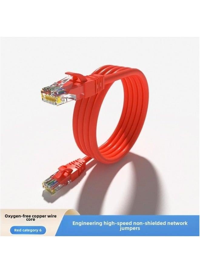 Household Engineering FS/UTP Super Category 5 Or 6 Unshielded Jumper Network Connection Line Oxygen-Free Copper Cable Gigabit Computer-Color:Category Non-shielded (red) Oxygen-free Copper-Line Lengt - Image 1