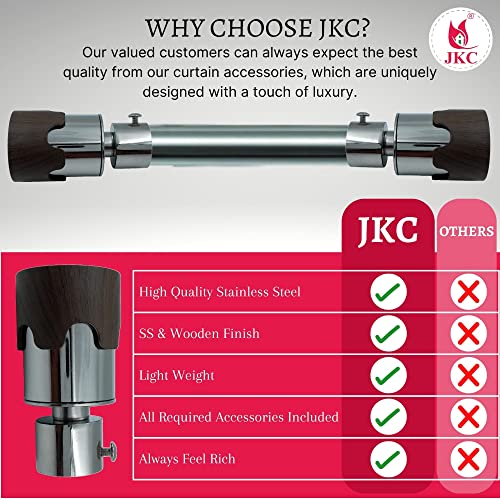 JKC SS Wooden Top Curtain Brackets, Curtain Knobs Set, Curtain Rod End Cap (Brackets - 8 Pcs) - Image 4