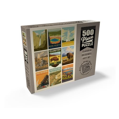 MyPuzzle.com MyPuzzle Yellowstone National Park 150th Anniversary Commemorative Print Vintage Poster Premium 500 Piece Jigsaw Puzzle for Adults - Image 5