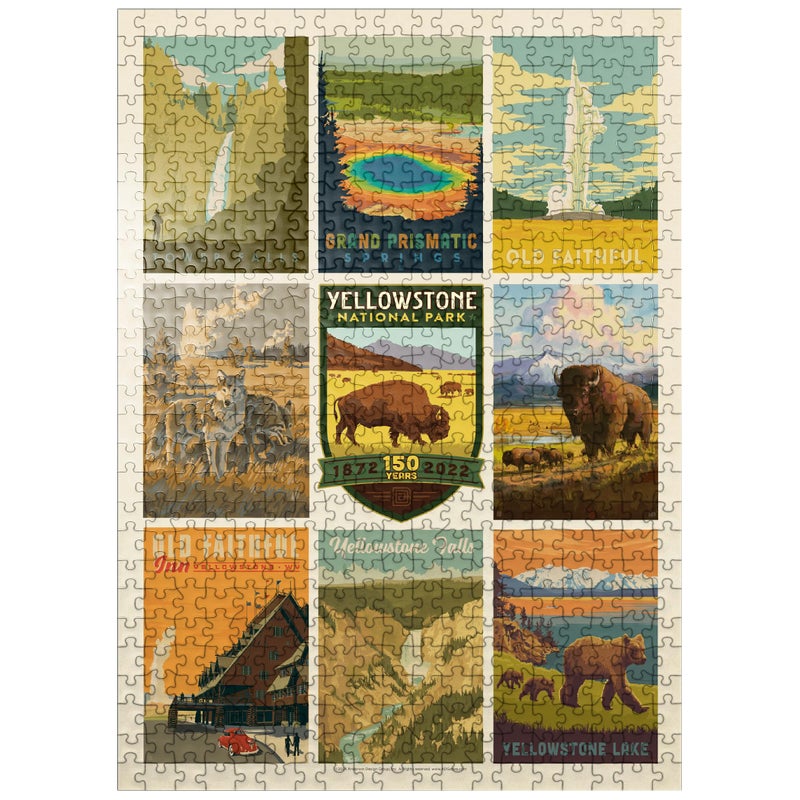 MyPuzzle.com MyPuzzle Yellowstone National Park 150th Anniversary Commemorative Print Vintage Poster Premium 500 Piece Jigsaw Puzzle for Adults - Image 3