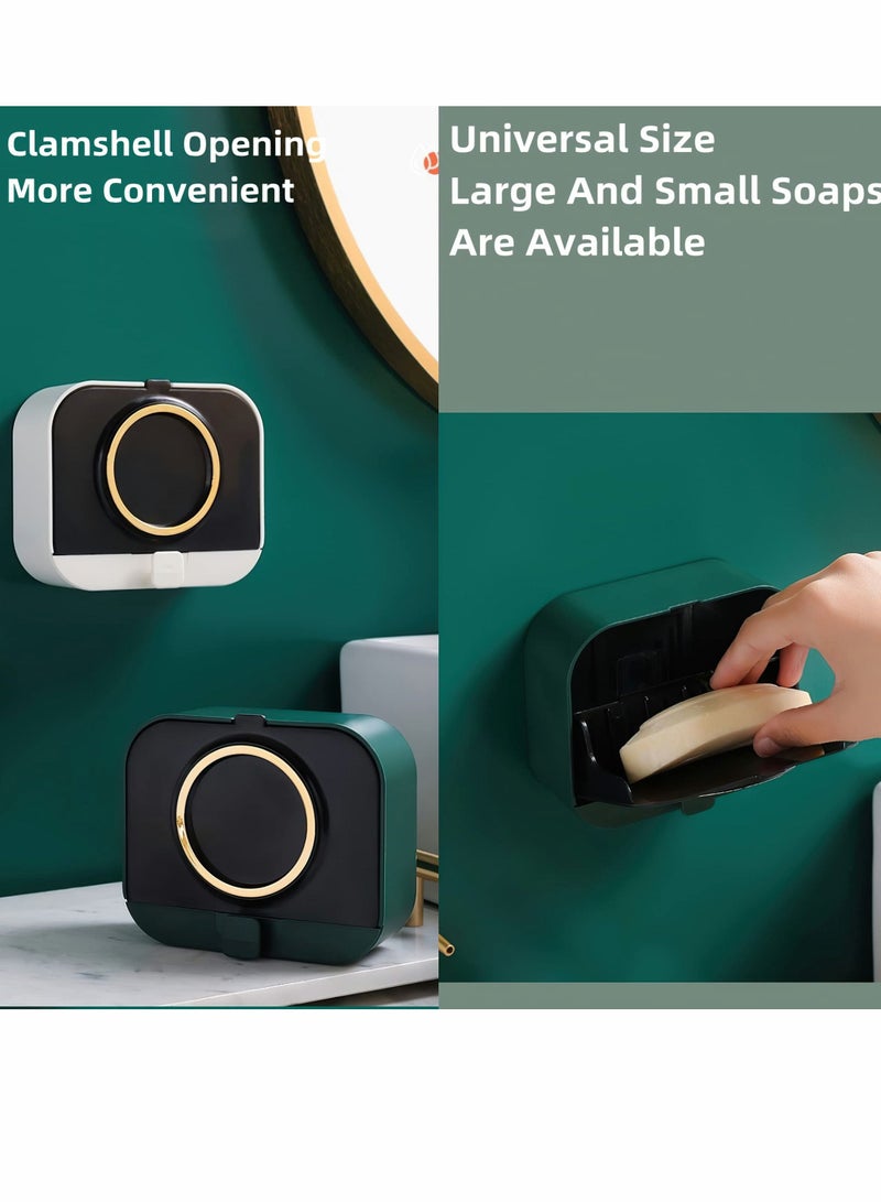 Bathroom Soap Dishes, Removable Bar Holder with Drain Wall Mounted Box for Shower, Bathroom, Bathtub, Keep Bars Dry, Waterproof Dustproof, No Drilling - Image 4