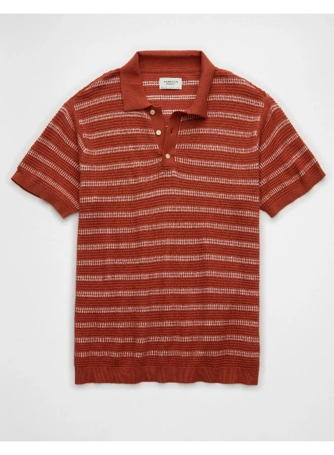 American Eagle Stripe Detail Collar Polo Shirt
