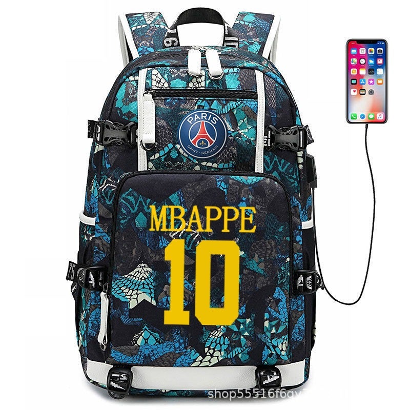 Football Star Backpack for Kids & Adults - Large Capacity Sports Backpack with USB Port, Waterproof Oxford Fabric, Breathable & Durable, Ideal for Soccer, Basketball, Gym, Travel