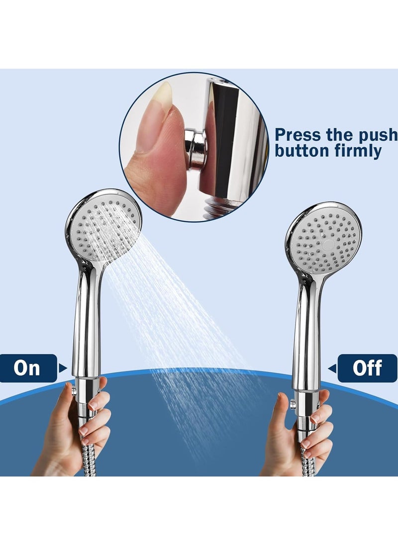 2Pcs Shower Head Shut Off Valve Button Type Shower Flow Control Valve with G1/2 Universal Size Push Button Shower Valve for Shower Arm and Hose or Bidet Sprayer