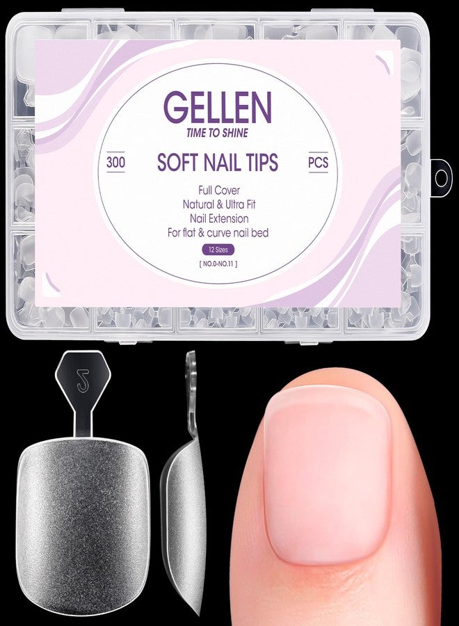 Gellen Press On Toenails 300PCS Short Square Toe Nail Tips Full Cover Matte Soft Gel Fake Toenails, 12 Sizes Clear Toe Nail Extensions with Easy Handle for Pedicure DIY Home Nail Salon - Image 1