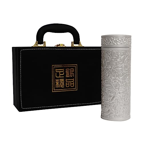 CHANJOON Chinese style 999 silver hot water bottle 11.8oz insulated stainless steel thermos keeps liquids hot and cold, leak proof and double walled design (silver (color)) - Image 1