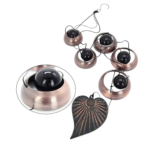 ASTARIN Cooper Leaf Temple Wind Chime,Wind Chimes with 5 Bells, Feng Shui Wind Chimes for Home Yard Outdoor Decoration, A Great Memorial Wind Chime for Someone Who Loves Peace - Image 3