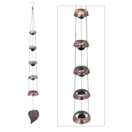 ASTARIN Cooper Leaf Temple Wind Chime,Wind Chimes with 5 Bells, Feng Shui Wind Chimes for Home Yard Outdoor Decoration, A Great Memorial Wind Chime for Someone Who Loves Peace - Image 1