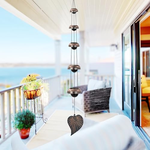 ASTARIN Cooper Leaf Temple Wind Chime,Wind Chimes with 5 Bells, Feng Shui Wind Chimes for Home Yard Outdoor Decoration, A Great Memorial Wind Chime for Someone Who Loves Peace - Image 5