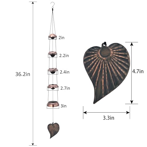 ASTARIN Cooper Leaf Temple Wind Chime,Wind Chimes with 5 Bells, Feng Shui Wind Chimes for Home Yard Outdoor Decoration, A Great Memorial Wind Chime for Someone Who Loves Peace - Image 4