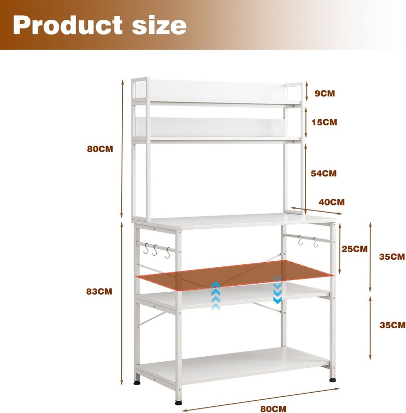 Jubestry 5 Layer Kitchen Storage Rack,Baker Rack with Storage Shelves,Coffee Corner Shelf,Microwave Stand,Suit for Kitchen,Living Room,Dining Room (white) - Image 3